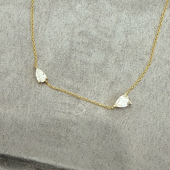 Alexa Leigh Small Double Pear Necklace — Yellow Gold - Picture 7 of 8